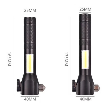 Linterna "BreakLight". Martillo de seguridad y linterna led.